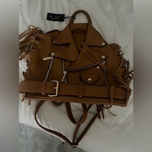Fringe Leather Crossbody Bag in Brown - Stylish Everyday Tote